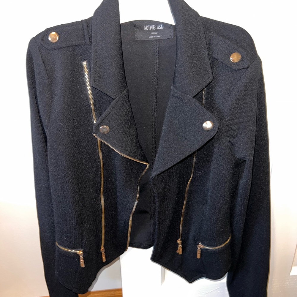 Active USA Black Women's Blazer with Gold Accents